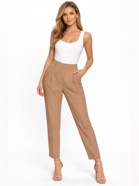 ZARA High-Waist Tailored Ankle Pants - Camel